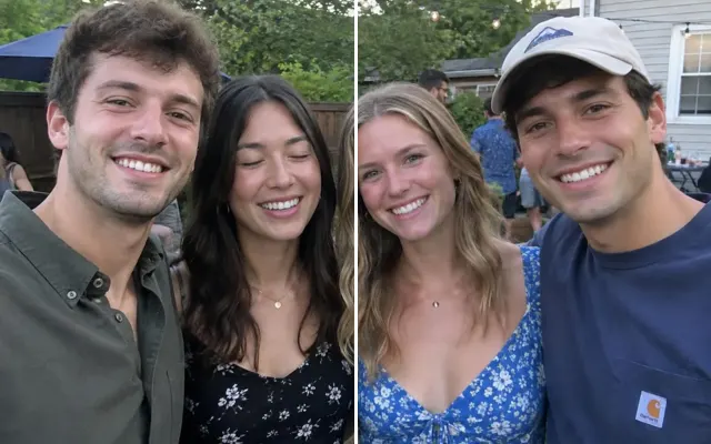 Before and after: Group photo combined from two takes so everyone has their eyes open