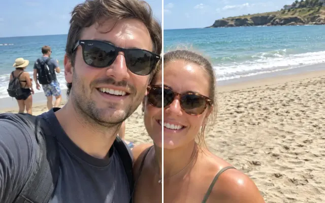 Before and after: Beach selfie with photobombers and tourists removed from the background